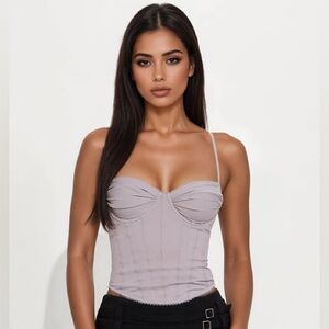 Fashion Nova Fox Corset Top - Grey BNWT